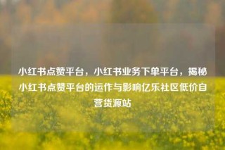 小红书点赞平台，小红书业务下单平台，揭秘小红书点赞平台的运作与影响亿乐社区低价自营货源站