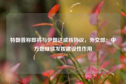 特朗普称即将与伊朗达成核协议，外交部：中方愿继续发挥建设性作用  第1张