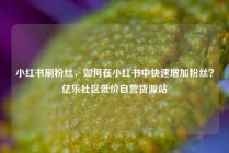 小红书刷粉丝，如何在小红书中快速增加粉丝？亿乐社区低价自营货源站