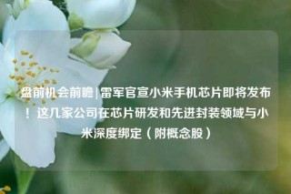 盘前机会前瞻|雷军官宣小米手机芯片即将发布！这几家公司在芯片研发和先进封装领域与小米深度绑定（附概念股）