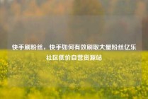 快手刷粉丝，快手如何有效刷取大量粉丝亿乐社区低价自营货源站