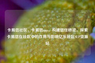 卡易信社区，卡易信app，构建信任桥梁，探索卡易信在社区中的作用与影响亿乐社区SUP货源站