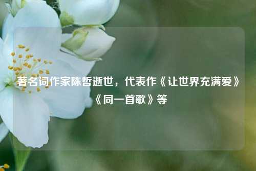 著名词作家陈哲逝世，代表作《让世界充满爱》《同一首歌》等  第1张