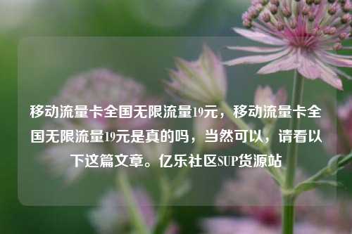 移动流量卡全国无限流量19元	，移动流量卡全国无限流量19元是真的吗，当然可以，请看以下这篇文章。亿乐社区SUP货源站  第1张