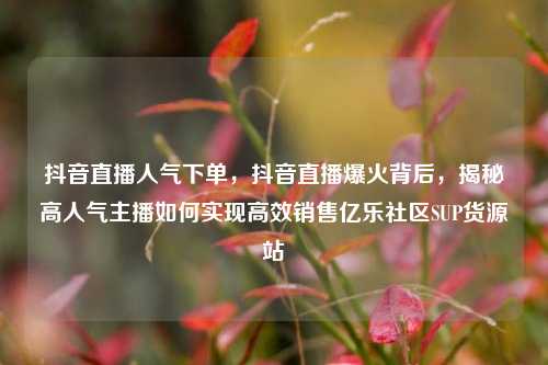 抖音直播人气下单，抖音直播爆火背后，揭秘高人气主播如何实现高效销售亿乐社区SUP货源站  第1张