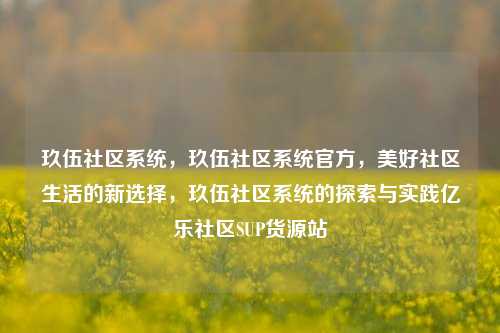 玖伍社区系统，玖伍社区系统官方	，美好社区生活的新选择，玖伍社区系统的探索与实践亿乐社区SUP货源站  第1张
