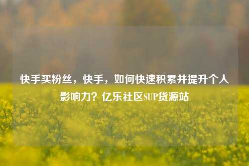 快手买粉丝，快手	，如何快速积累并提升个人影响力？亿乐社区SUP货源站  第1张