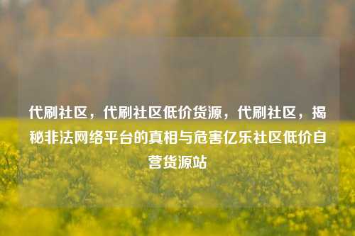 代刷社区，代刷社区低价货源，代刷社区	，揭秘非法网络平台的真相与危害亿乐社区低价自营货源站  第1张