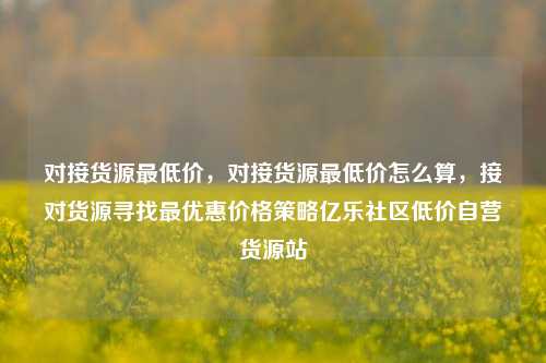 对接货源最低价，对接货源最低价怎么算，接对货源寻找最优惠价格策略亿乐社区低价自营货源站  第1张