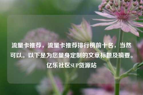 流量卡推荐，流量卡推荐排行榜前十名	，当然可以。以下是为您量身定制的文章标题及摘要。亿乐社区SUP货源站  第1张