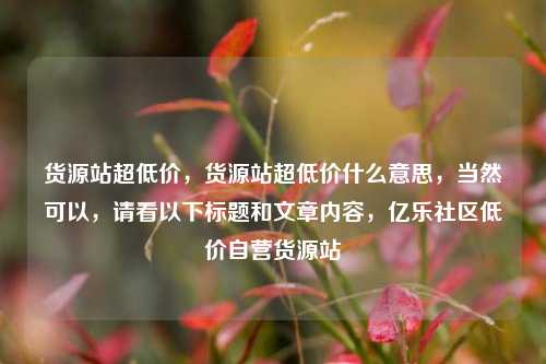 货源站超低价，货源站超低价什么意思，当然可以	，请看以下标题和文章内容，亿乐社区低价自营货源站  第1张