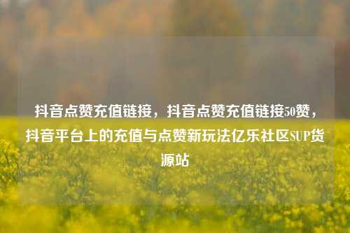 抖音点赞充值链接，抖音点赞充值链接50赞，抖音平台上的充值与点赞新玩法亿乐社区SUP货源站  第1张
