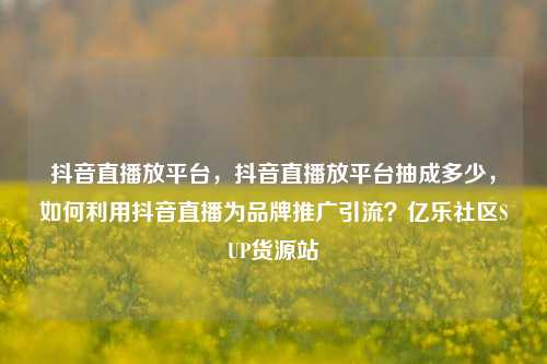 抖音直播放平台，抖音直播放平台抽成多少	，如何利用抖音直播为品牌推广引流？亿乐社区SUP货源站  第1张